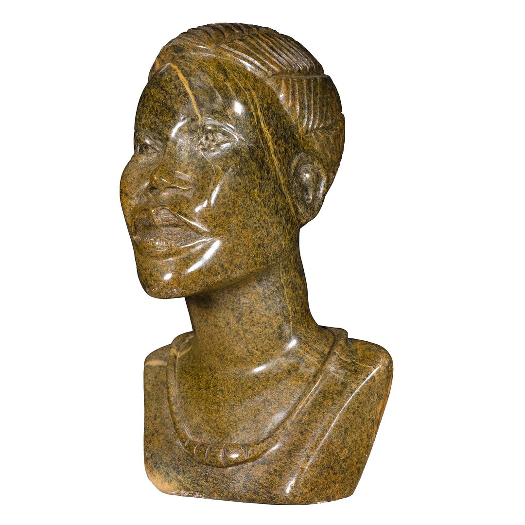 Beeld hoofd steen wijze vrouw. Stenen kunst uit Afrika