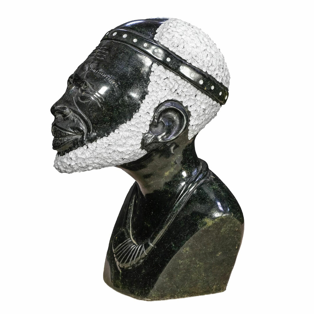 Beelden Afrikaanse hoofden set steen opa en oma. Stenen kunst uit Afrika