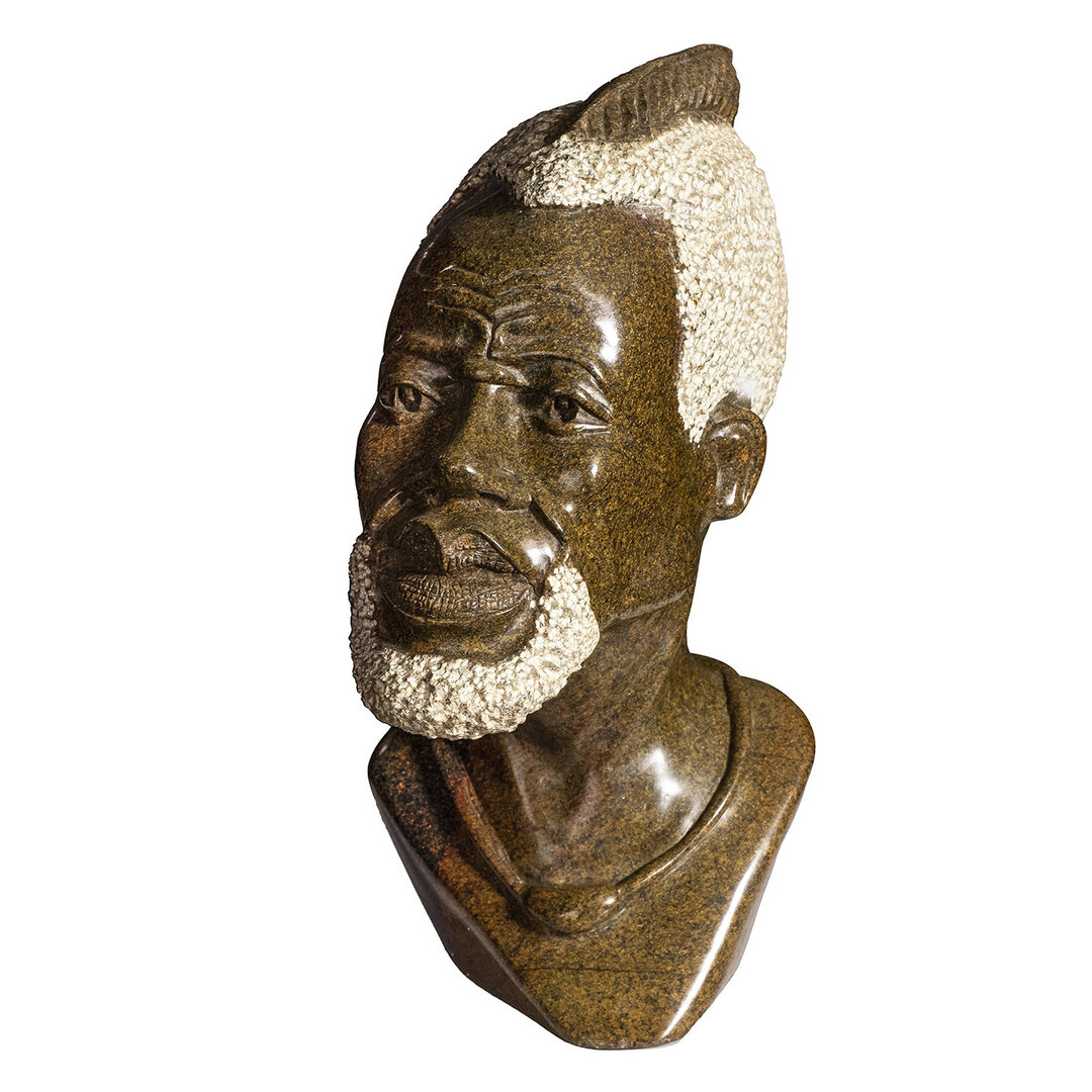 Beeld hoofd steen wijze man. Stenen kunst uit Afrika