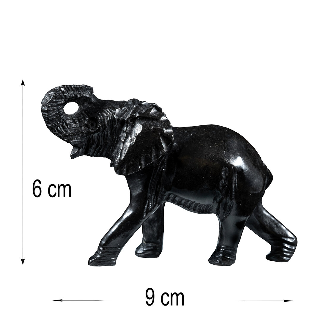 Stenen beeld olifant zwart 6 cm hoog afmetingen