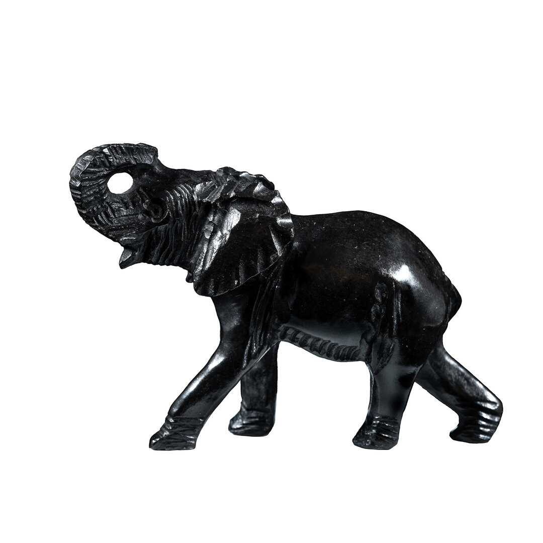 Stenen beeld olifant zwart 6 cm hoog