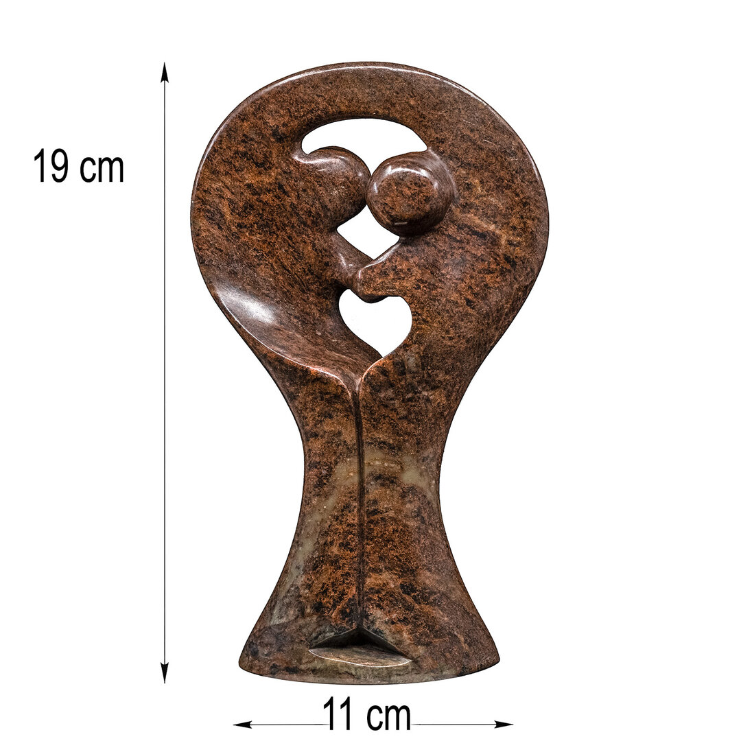 Stenen beeld liefdespaar 19 cm, bruin afmetingen