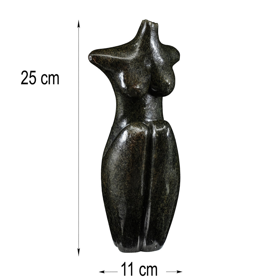 Stenen beeld torso groen, afrikaanse kunst afmetingen
