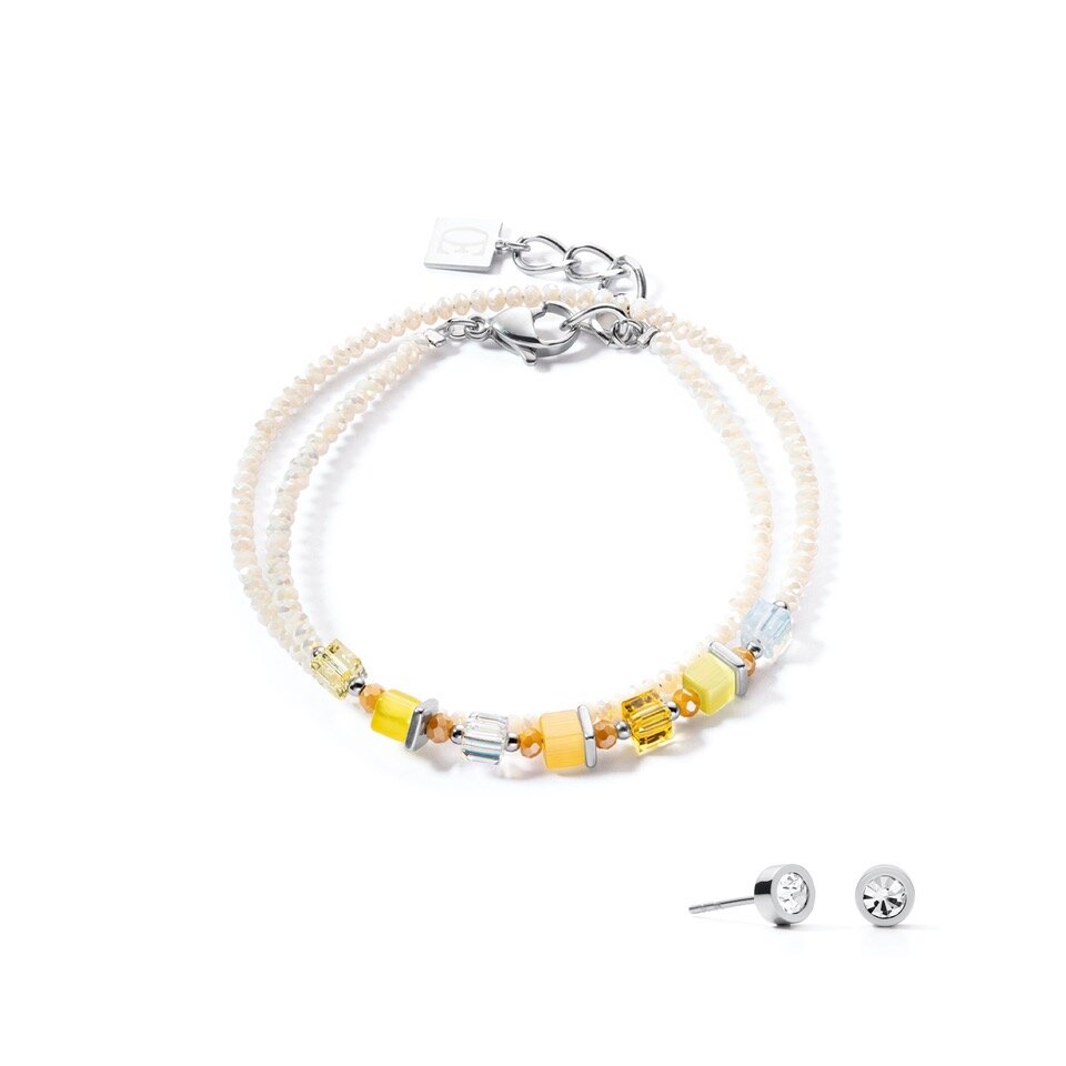 Aanbieding Coeur de Lion armband en gratis oorbellen 4564/ /0100 Silver Yellow