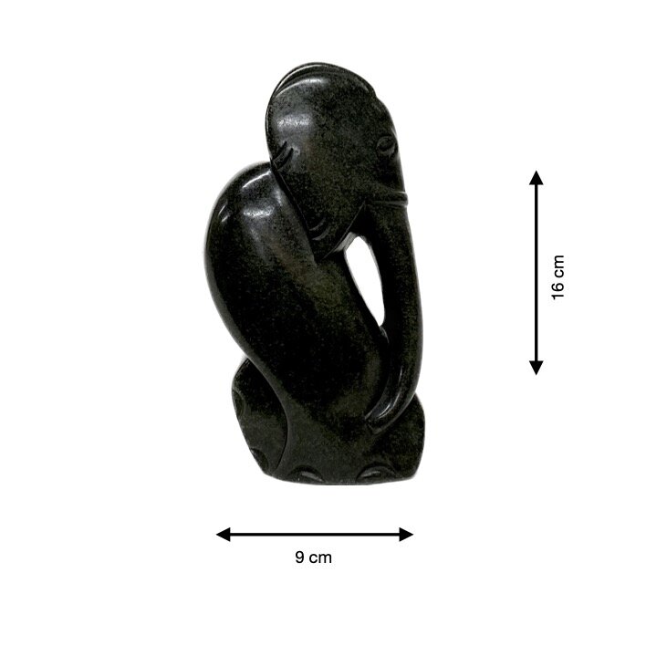 Stone sculpture elephant 16 cm, dark green