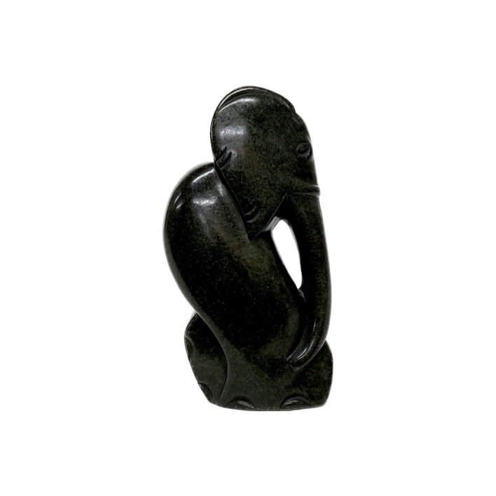 Stone sculpture elephant 16 cm, dark green