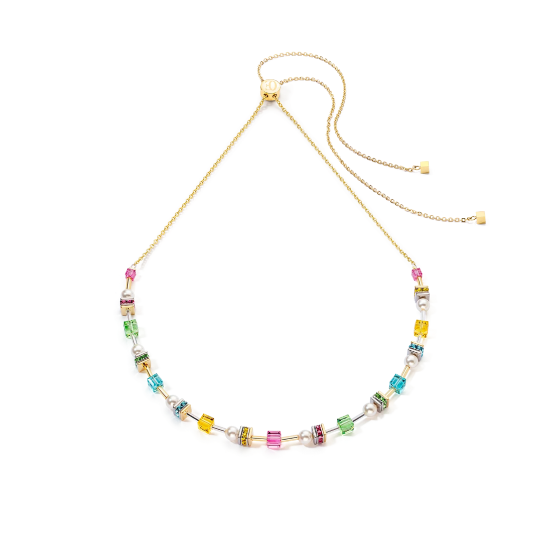 Coeur de Lion Ketting 4085/ /1527 Multicolour Cubes and Pearls