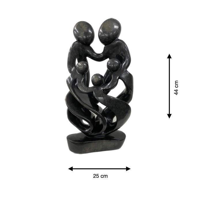 Speksteen beeld gezin 5 personen donker groen 44 cm
