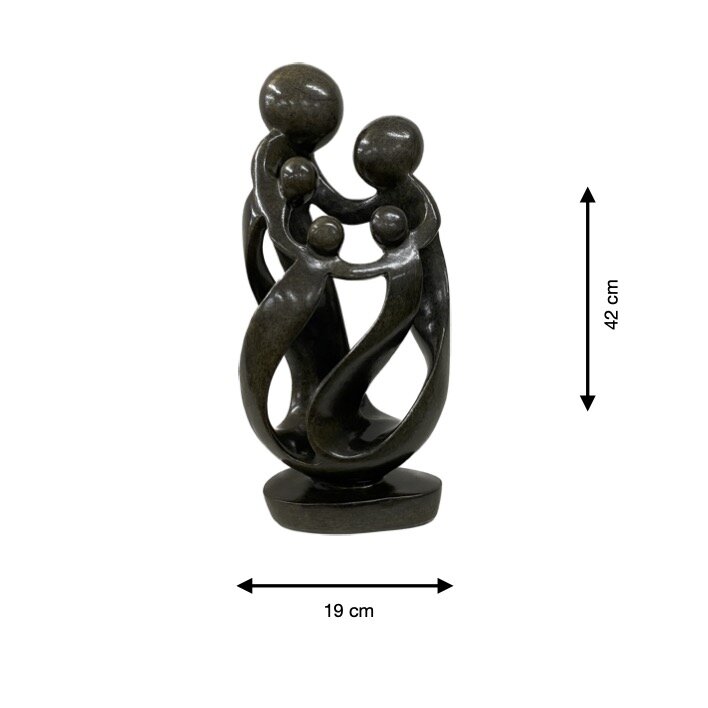 peksteen beeld gezin 5 personen bruin 42 cm  