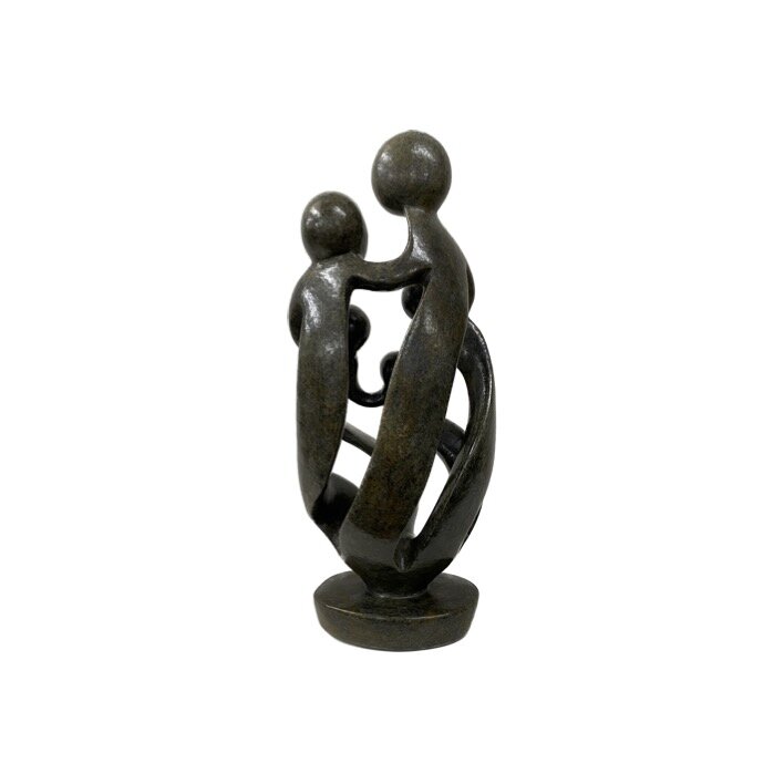 Speksteen beeld gezin 5 personen donker groen 42 cm 