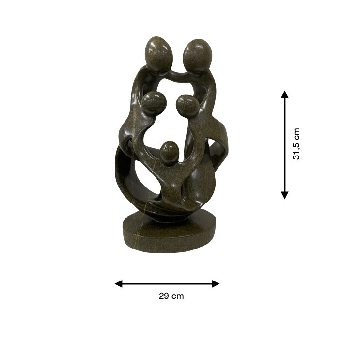 Beeld gezin 5 personen bruin 31,5 cm