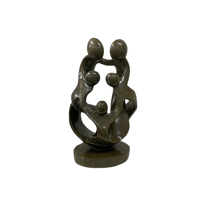 Beeld gezin 5 personen bruin 31,5 cm