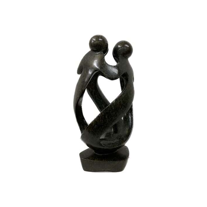 Stenen beeld samenwerking 4 personen groen 26 cm