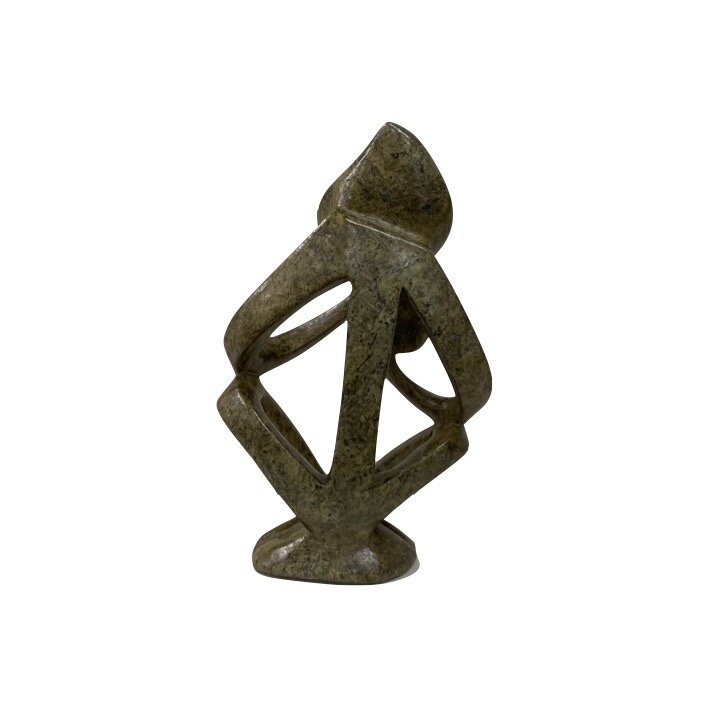 Stenen beeld denker zittend 25 cm bruin