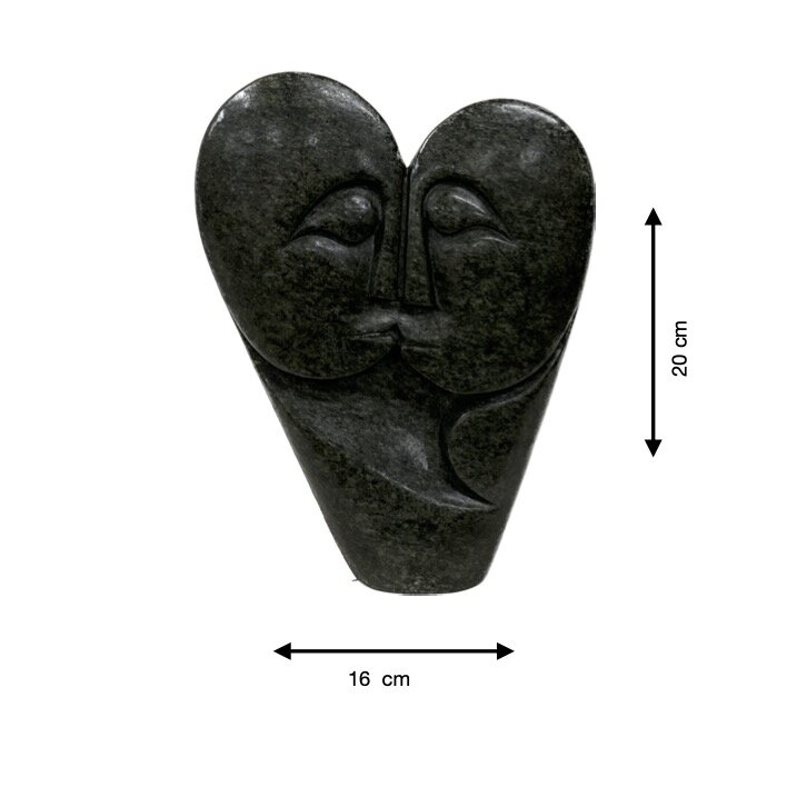 Stenen beeld heart lover 2 personen, HLE 20 cm hoog, groen.