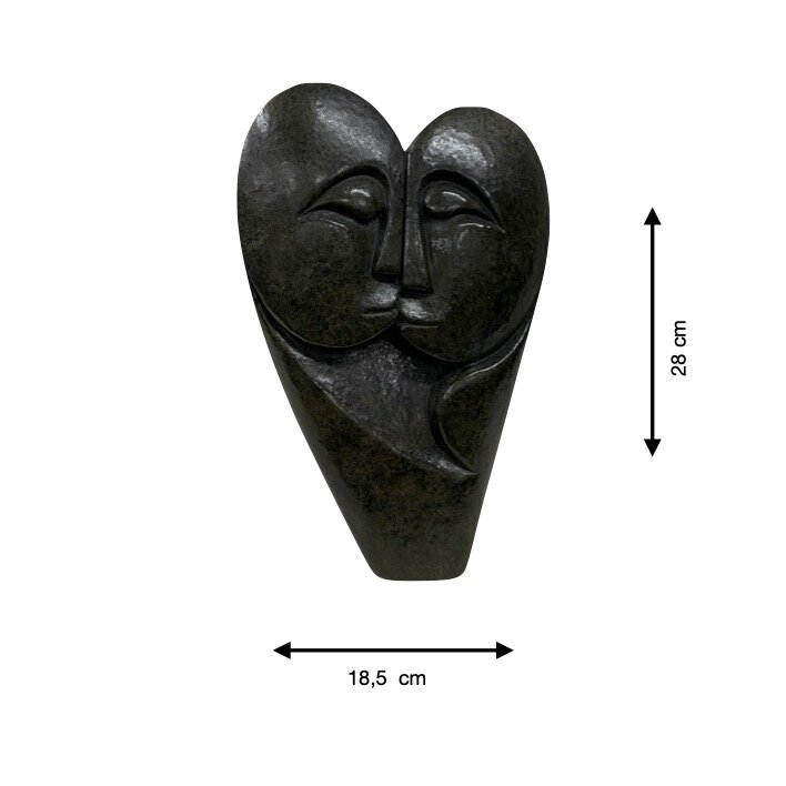 Stenen beeld heart lover 2 personen, HLF 28 cm hoog, groen.