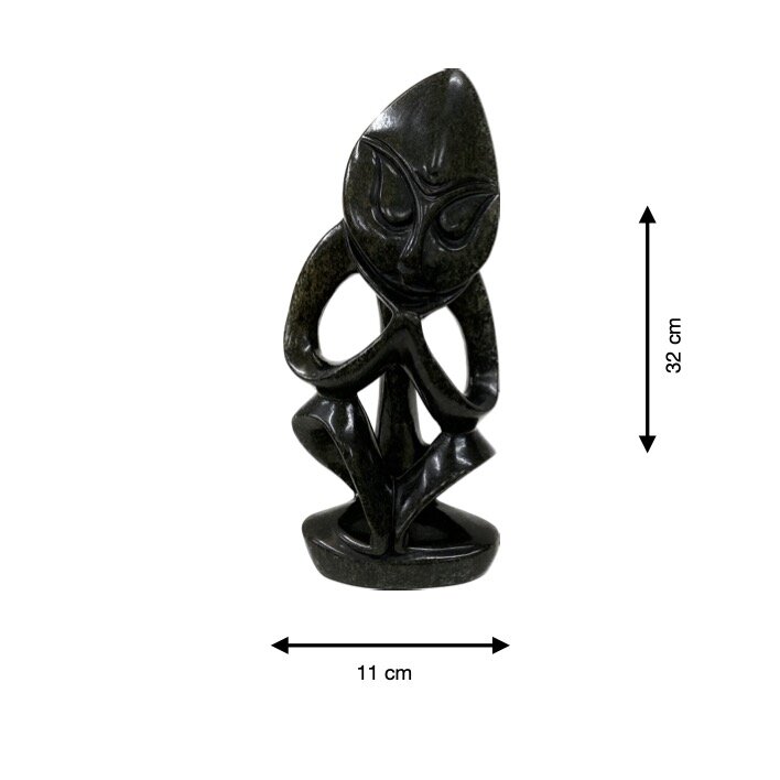Stenen beeld denker zittend 22 cm zwart