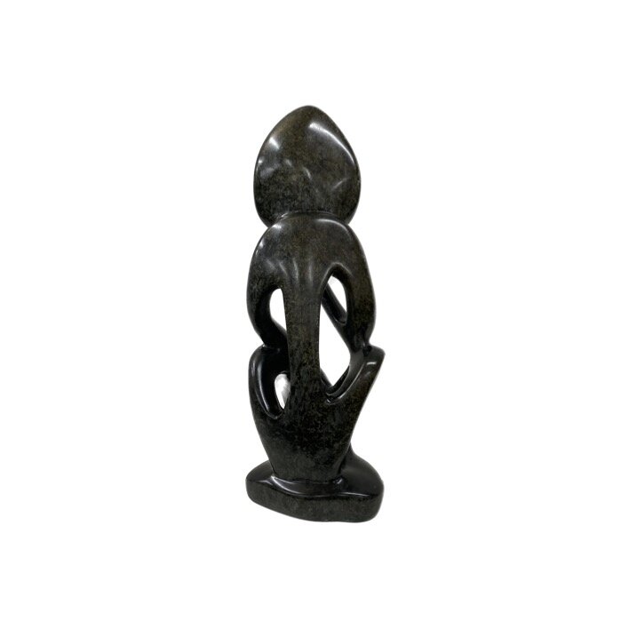 Sculpture en pierre penseur assis 32 cm noir