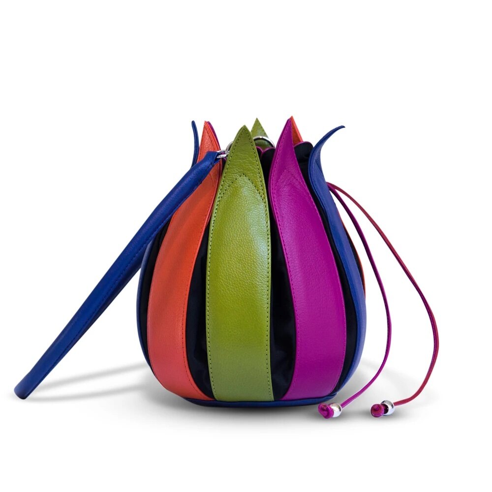 by-Lin Tas Tulip Structure paars/groen/blauw/oranje M 071306