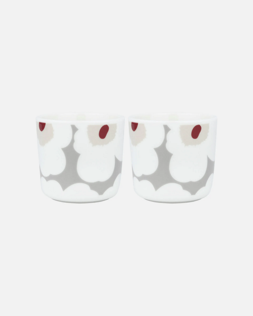 Marimekko servies Oiva / Unikko beker set grijs 2 dl 073066-193