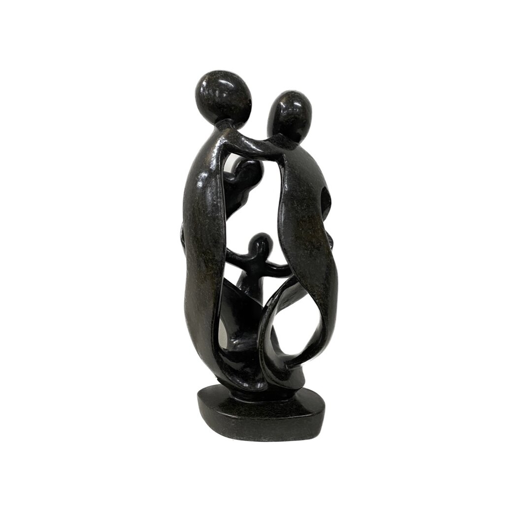 Beeld gezin 5 personen groen 38 cm