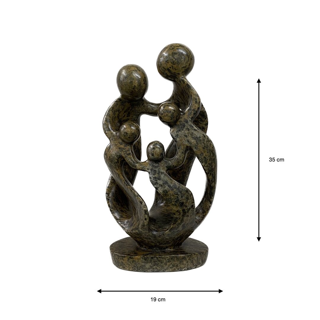 Beeld gezin 5 personen bruin 34.5 cm
