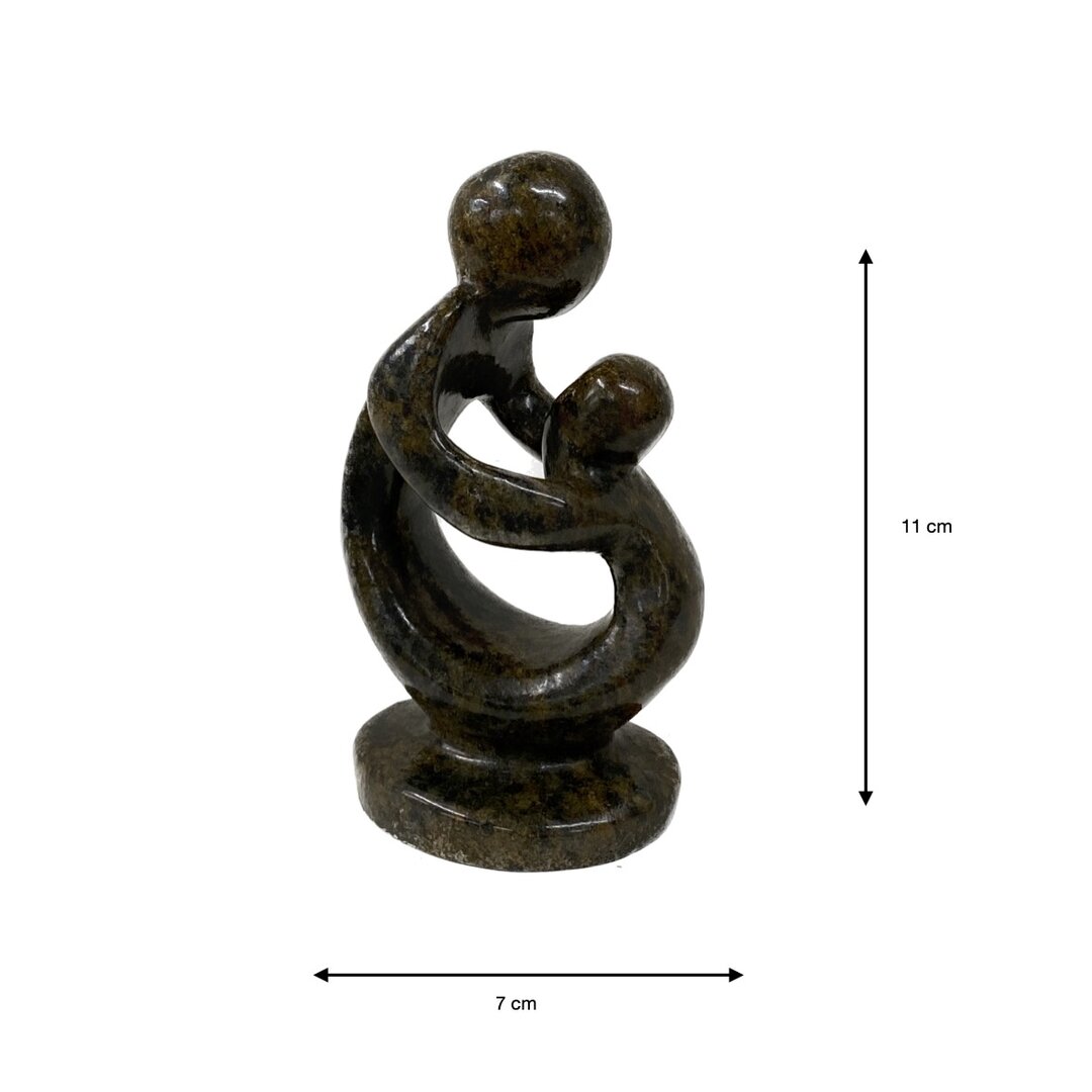 Moeder en kind beeld donker groen 11 cm 1