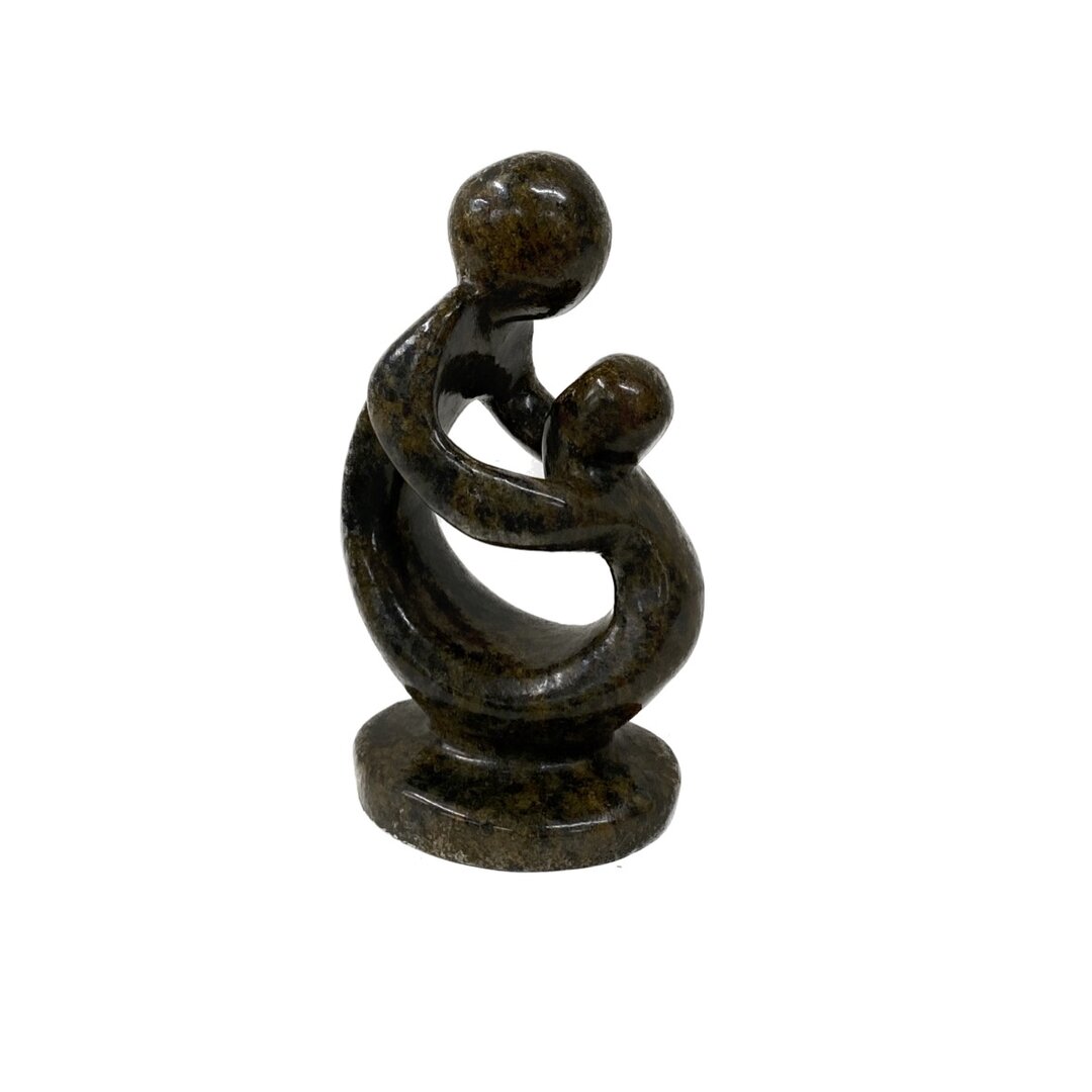 Moeder en kind beeld donker groen 11 cm 1