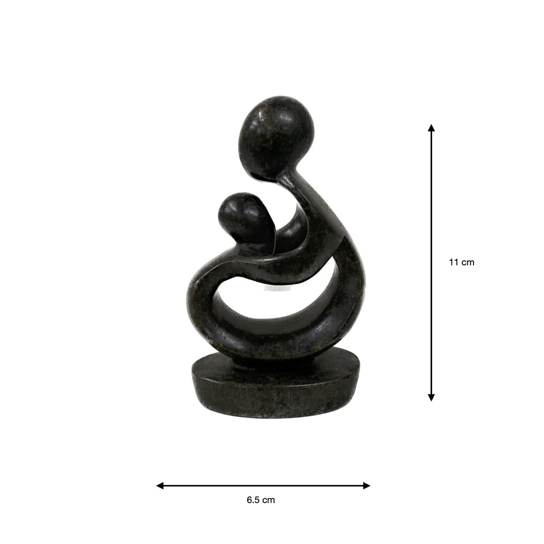 Moeder en kind beeld donker groen 11 cm 2