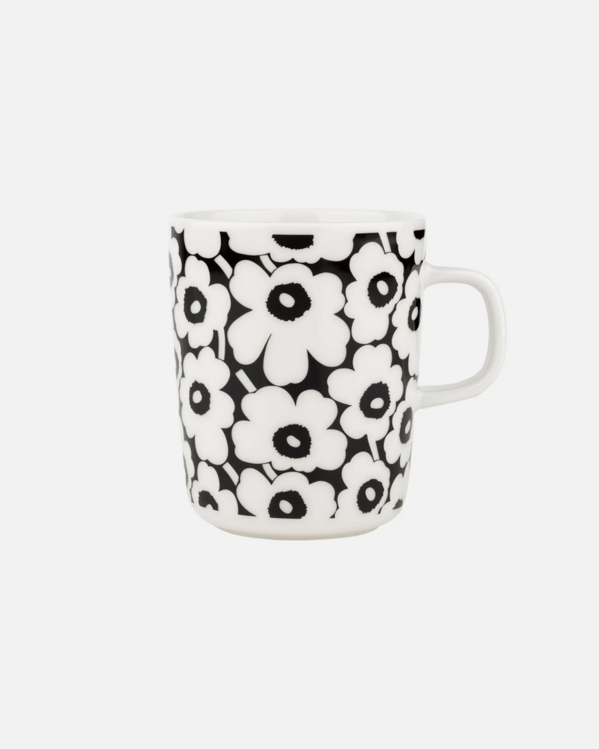 Marimekko servies Oiva / Unikko beker zwart/wit 2,5 dl 073087-910