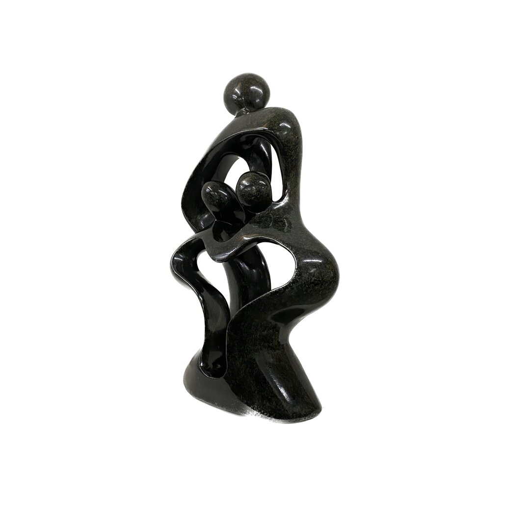 Speckstein Skulptur Familie 3 Personen gr&uuml;n 38 cm