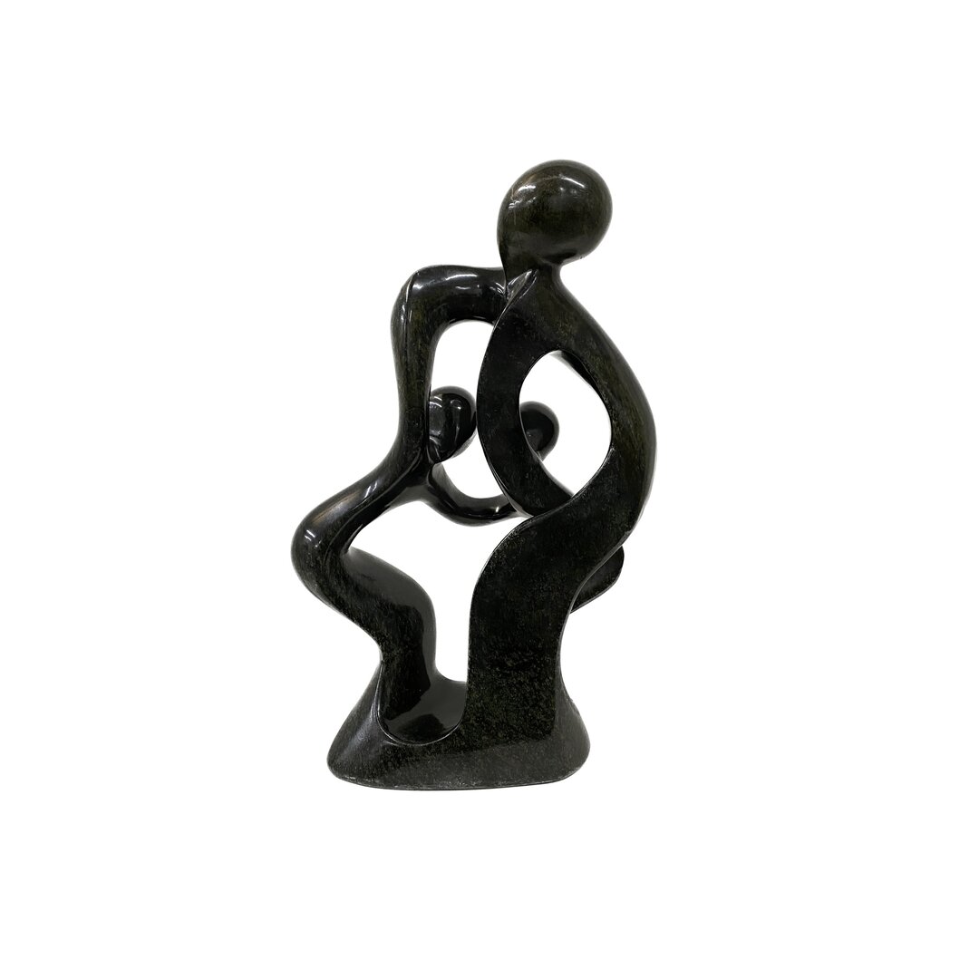 Sculpture en pierre ollaire famille 3 personnes vert 38 cm