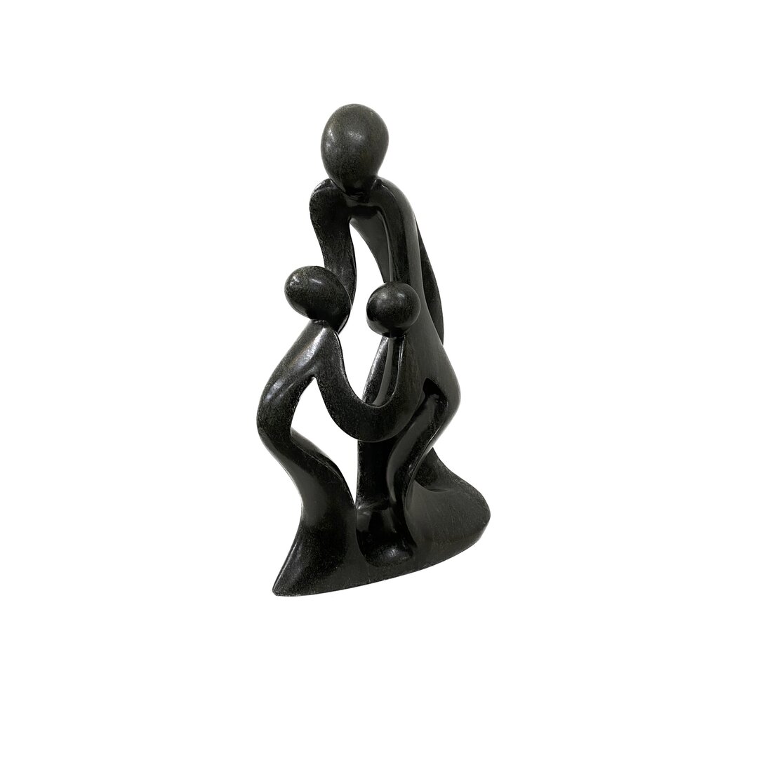 Sculpture en pierre ollaire famille 3 personnes vert 38 cm