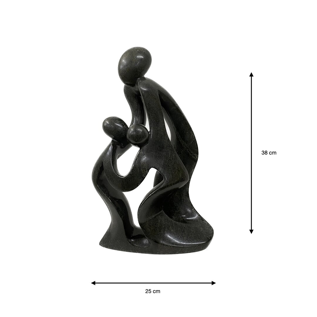 Soapstone sculpture family 3 persons green 38 cm
