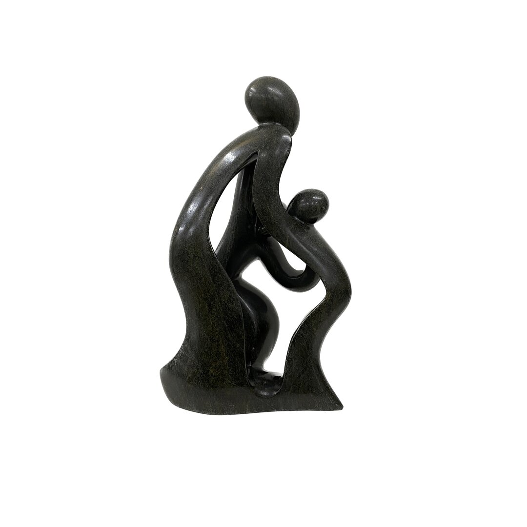 Speckstein Skulptur Familie 3 Personen gr&uuml;n 38 cm