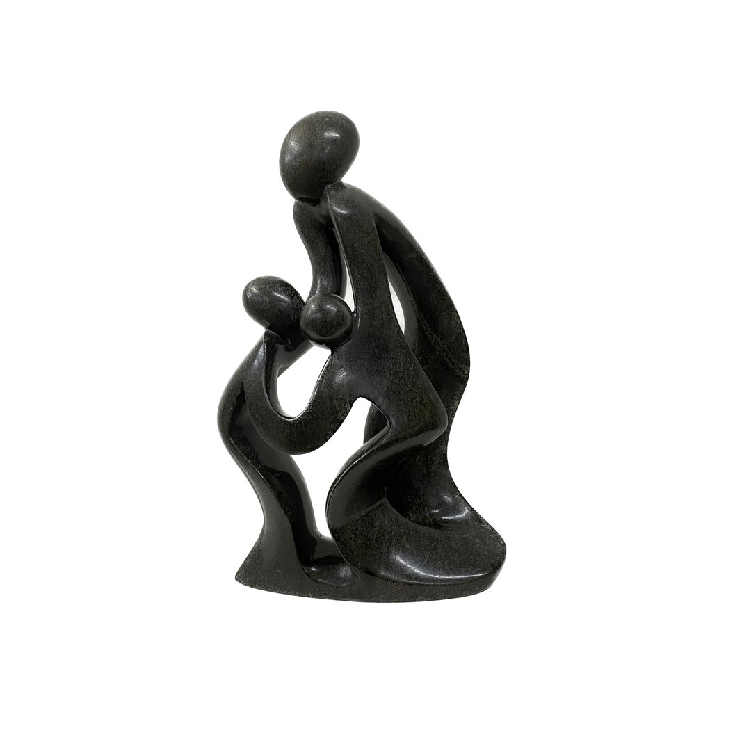 Speksteen beeld gezin 3 personen groen 38 cm