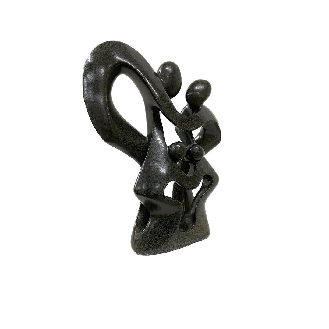Sculpture en pierre ollaire famille 4 personnes vert 44 cm