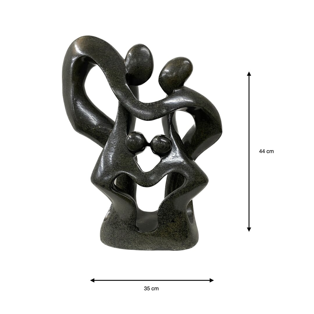 Soapstone sculpture family 4 persons green 44 cm