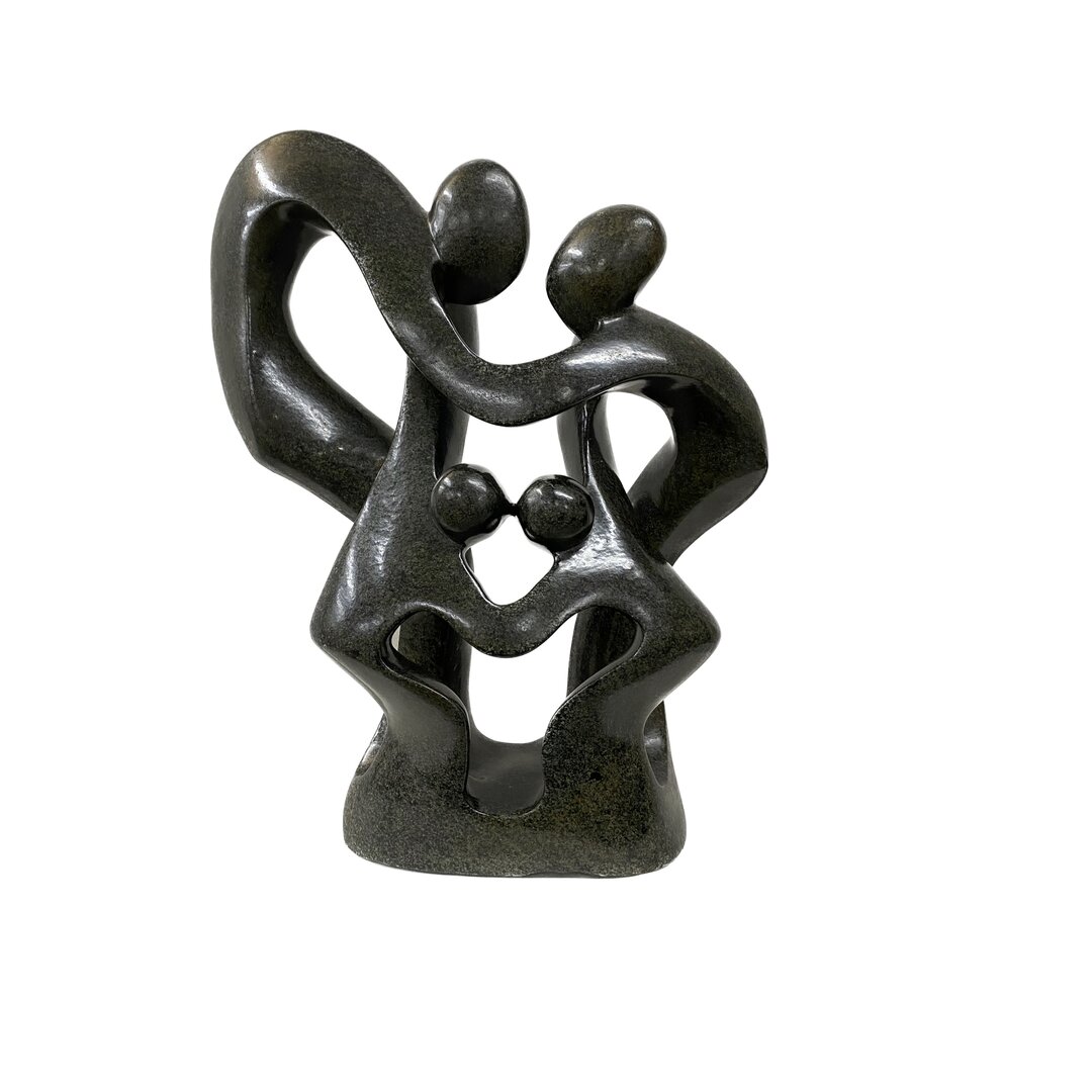 Speksteen beeld gezin 4 personen groen 44 cm