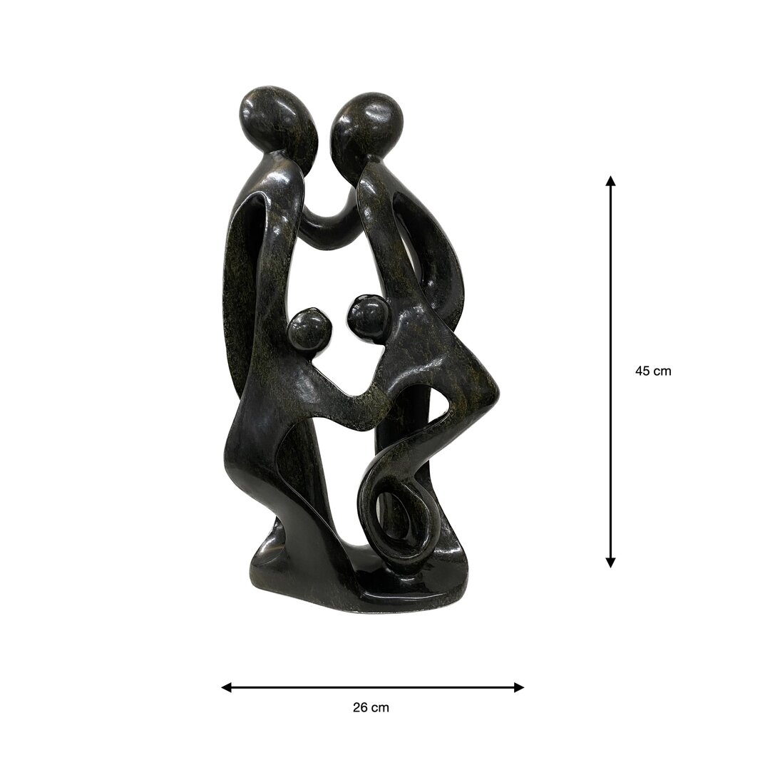 Soapstone sculpture family 4 persons green 45 cm