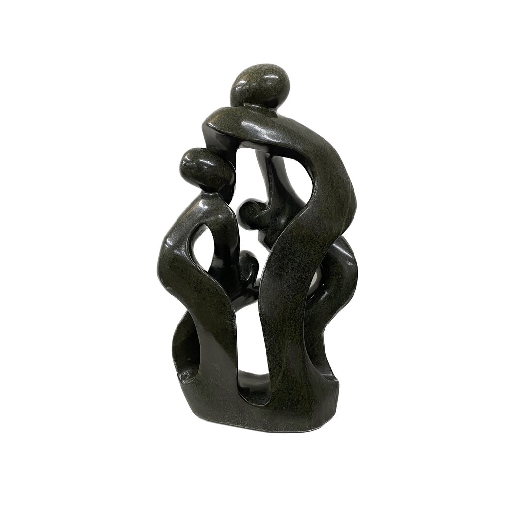 Sculpture en pierre ollaire famille 4 personnes vert 44 cm