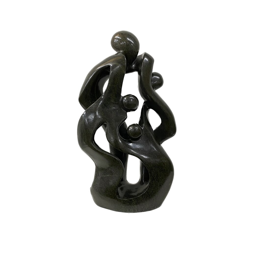 Speksteen beeld gezin 4 personen groen 44 cm