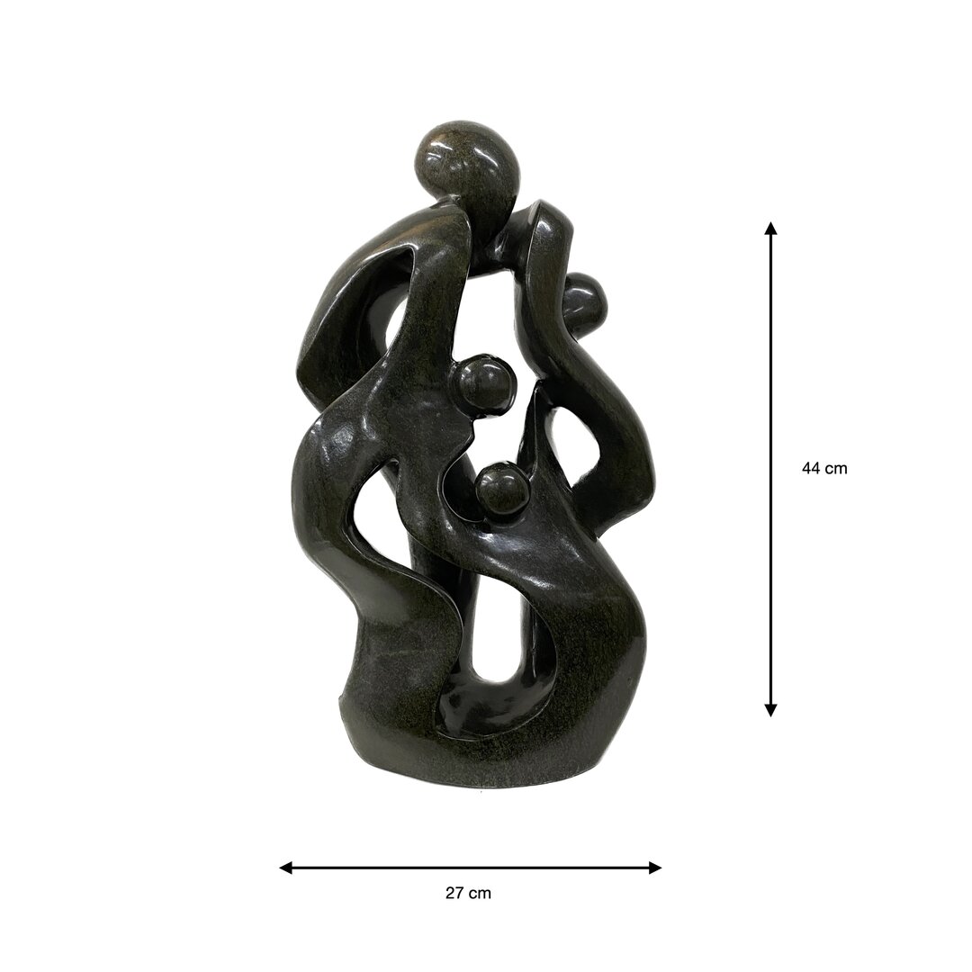Soapstone sculpture family 4 persons green 44 cm