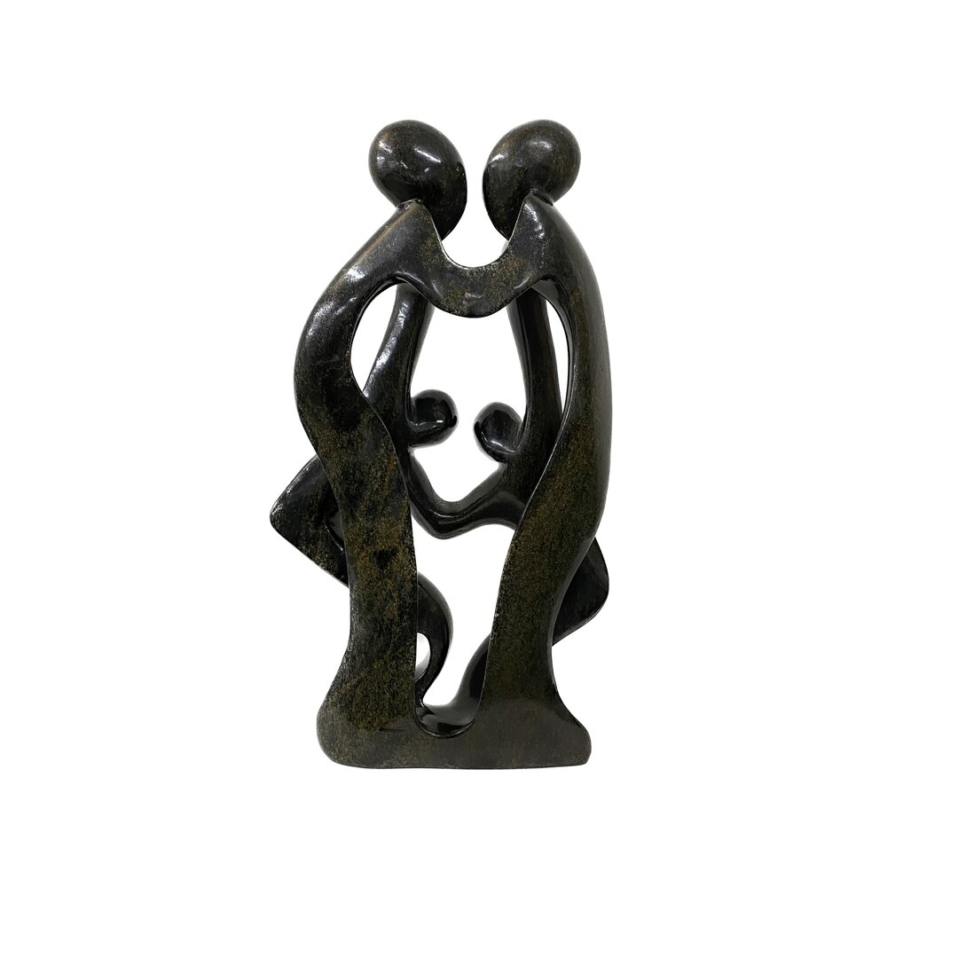 Speckstein Skulptur Familie 4 Personen gr&uuml;n 45 cm