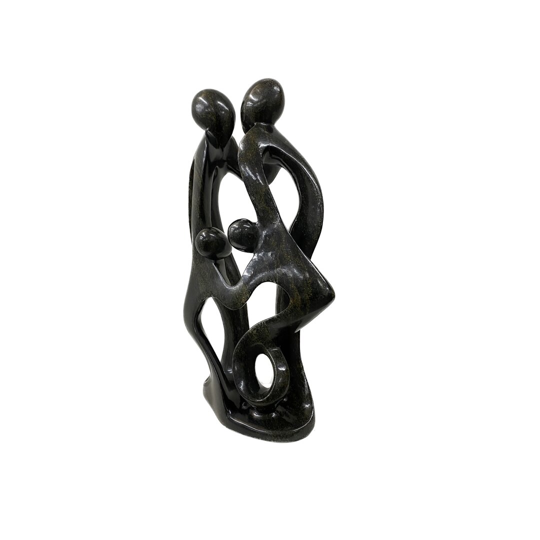 Sculpture en pierre ollaire famille 4 personnes vert 45 cm