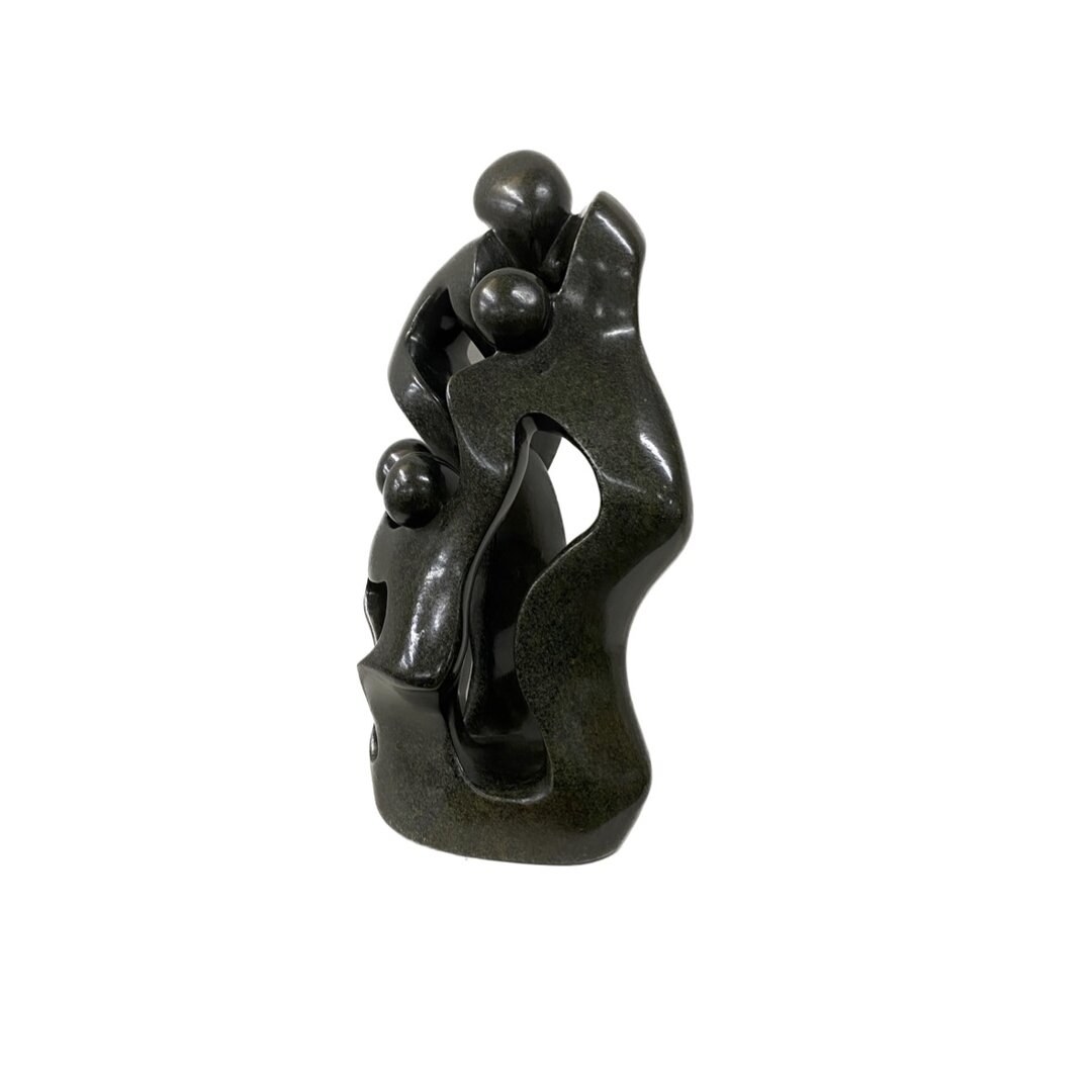 Sculpture en pierre ollaire famille 4 personnes vert 43 cm