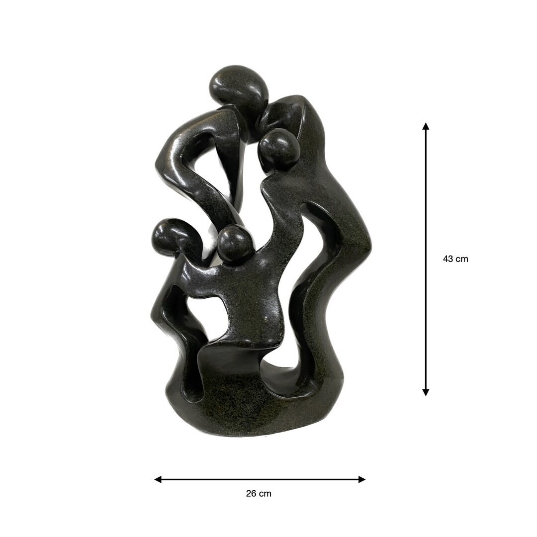 Soapstone sculpture family 4 persons green 43 cm