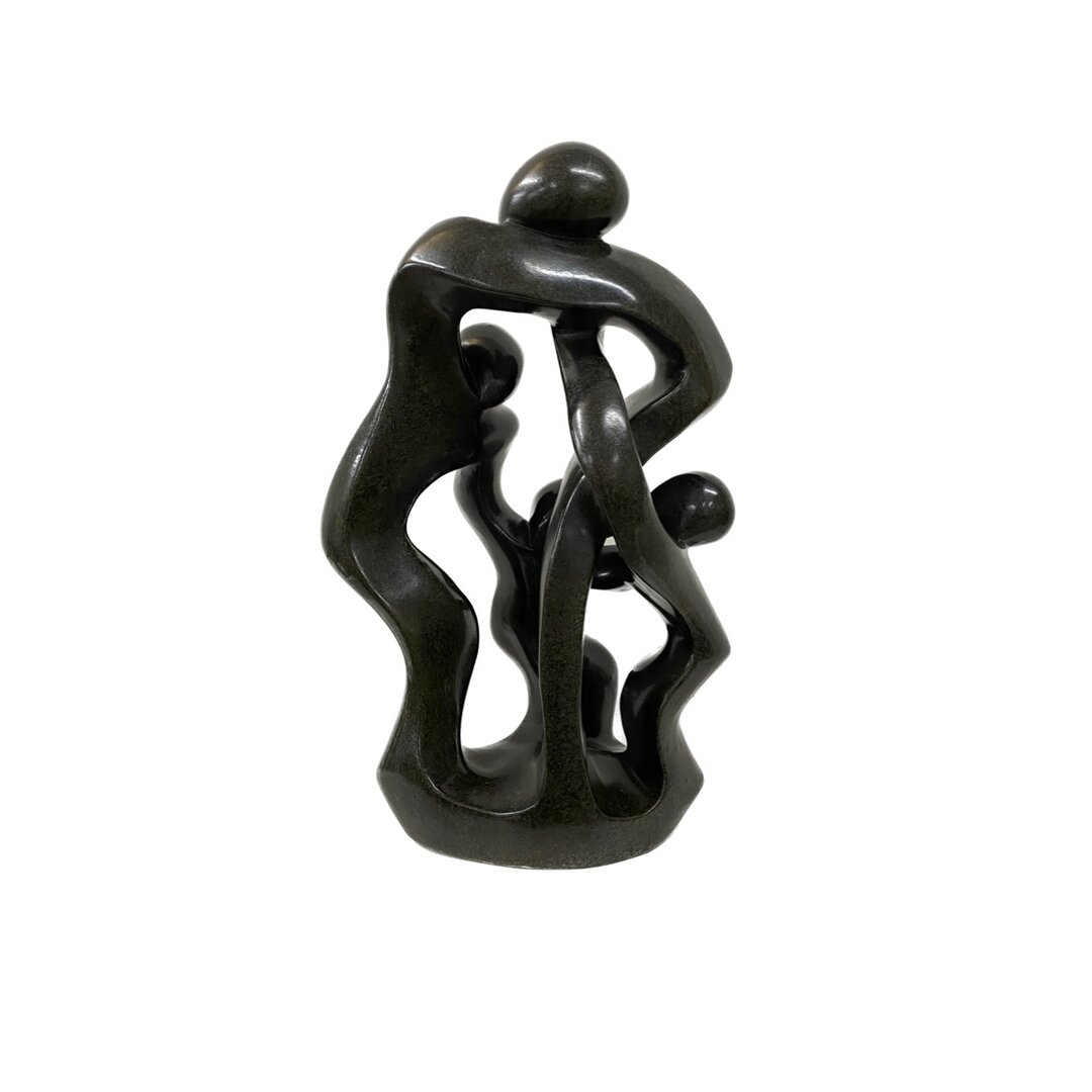 Speckstein Skulptur Familie 4 Personen gr&uuml;n 43 cm