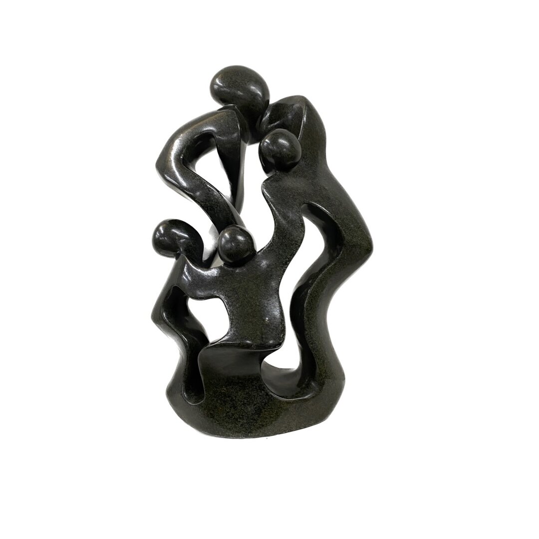 Speksteen beeld gezin 4 personen groen 43 cm