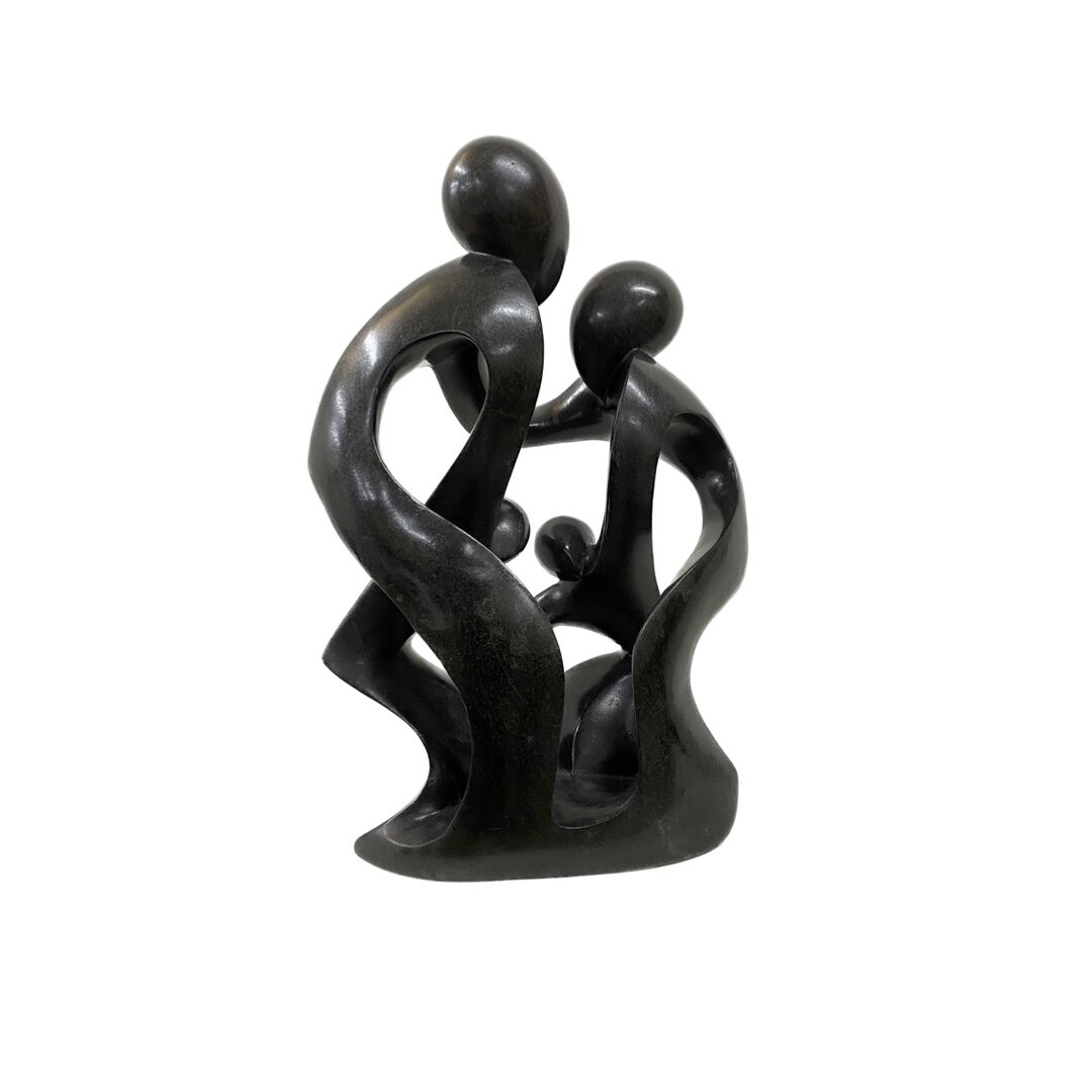 Sculpture en pierre ollaire famille 4 personnes vert 49 cm